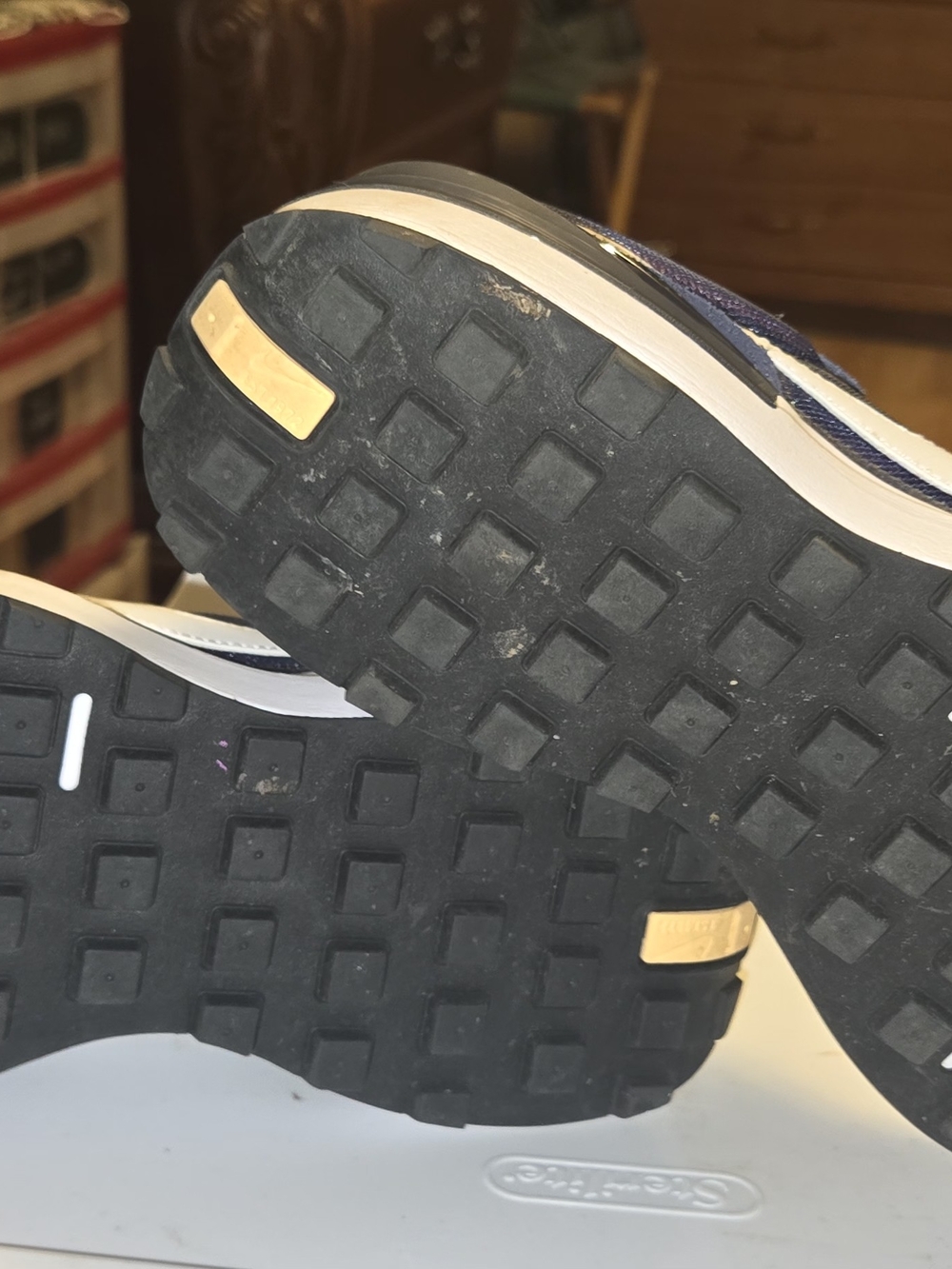 Nike Waffle One sneakers Midnight Navy, White, and Orange colorway - Picture 3 of 5